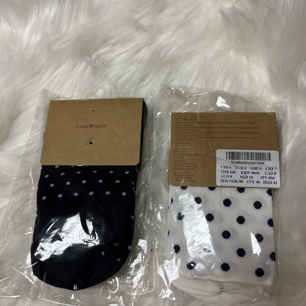 Brandy Melville Black and White Polka Dot Socks